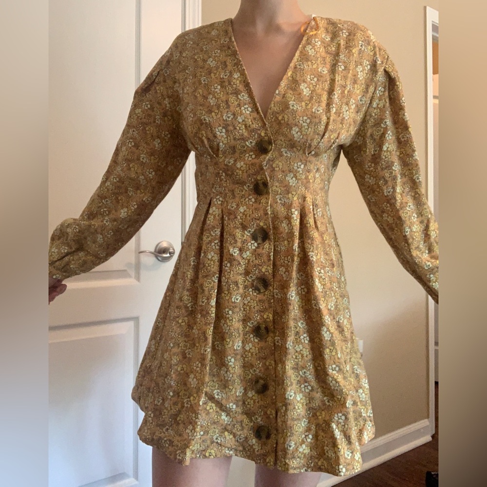 Free People Longsleeve Yellow Dress